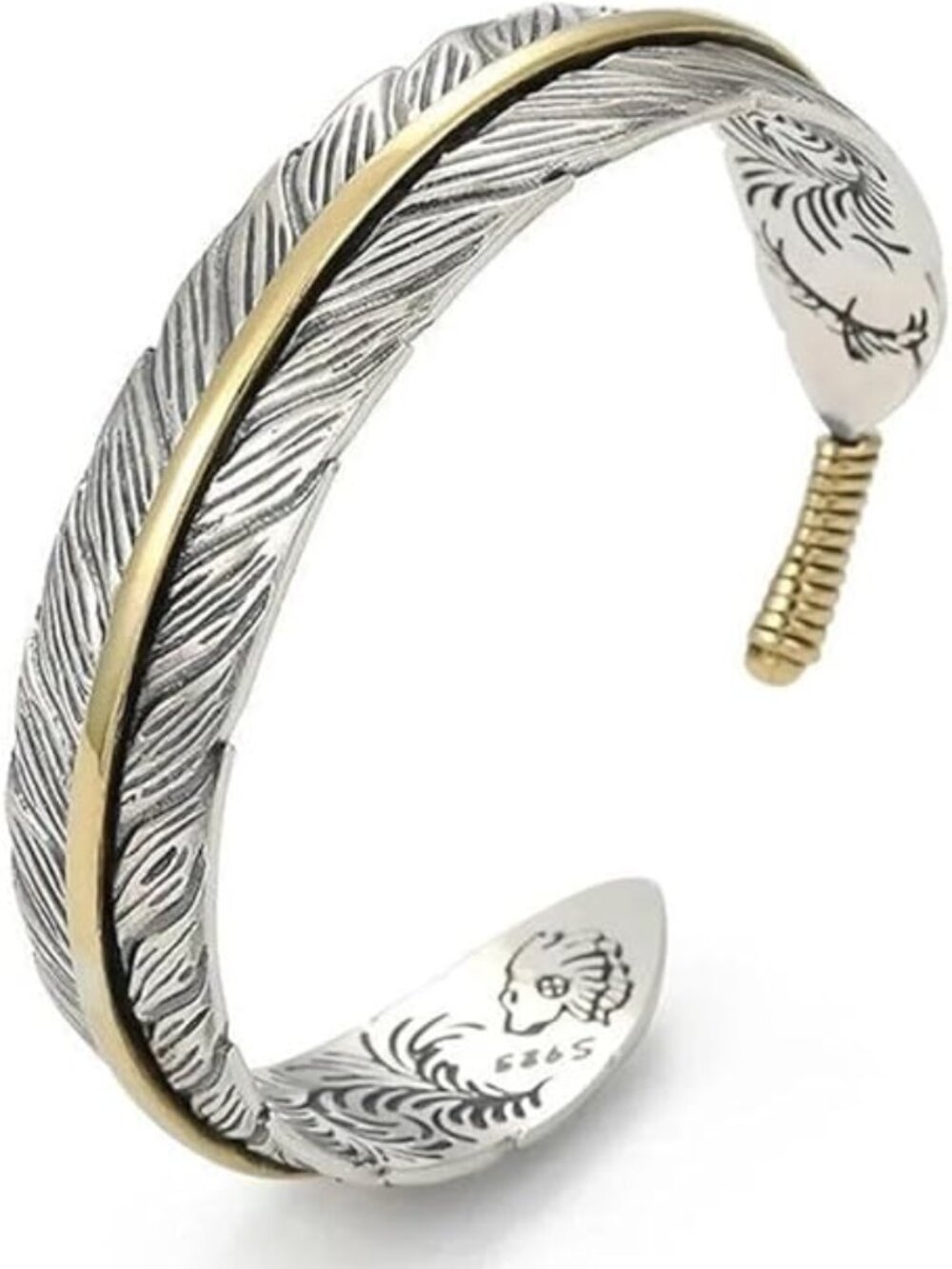 Yocoyee Vintage Feather Cuff Bracelet | Adjustable Copper Bangle